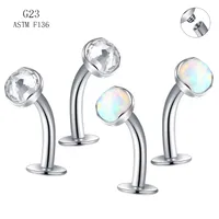 1 Piece Titanium Alloy Casual Vacation Beach Round Rhinestones Opal Inlay Belly Rings main image 1