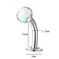 1 Piece Titanium Alloy Casual Vacation Beach Round Rhinestones Opal Inlay Belly Rings main image 8