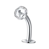 1 Piece Titanium Alloy Casual Vacation Beach Round Rhinestones Opal Inlay Belly Rings sku image 1