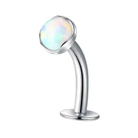 1 Piece Titanium Alloy Casual Vacation Beach Round Rhinestones Opal Inlay Belly Rings sku image 2