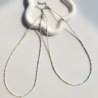 New Style Sweet Dopamine Small Rice-Shaped Beads Beaded Necklace Girly Style Rainbow Color Glass Beads Necklace Wholesale Women sku image 43