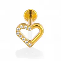 1 Piece Titanium Alloy Casual Nordic Style Simple Style Geometric Fruit Heart Shape Zircon 18K Gold Plated Polishing Plating Hollow Out Lip Rings Ear Cartilage Rings & Studs Nose Rings & Studs main image 5