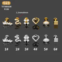 1 Piece Titanium Alloy Casual Nordic Style Simple Style Geometric Fruit Heart Shape Zircon 18K Gold Plated Polishing Plating Hollow Out Lip Rings Ear Cartilage Rings & Studs Nose Rings & Studs main image 2