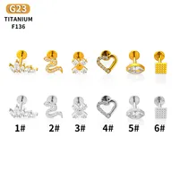 1 Piece Titanium Alloy Casual Nordic Style Simple Style Geometric Fruit Heart Shape Zircon 18K Gold Plated Polishing Plating Hollow Out Lip Rings Ear Cartilage Rings & Studs Nose Rings & Studs main image 6