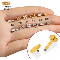 1 Piece Titanium Alloy Casual Nordic Style Simple Style Geometric Fruit Heart Shape Zircon 18K Gold Plated Polishing Plating Hollow Out Lip Rings Ear Cartilage Rings & Studs Nose Rings & Studs main image 1