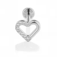 1 Piece Titanium Alloy Casual Nordic Style Simple Style Geometric Fruit Heart Shape Zircon 18K Gold Plated Polishing Plating Hollow Out Lip Rings Ear Cartilage Rings & Studs Nose Rings & Studs sku image 6