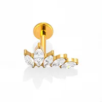 1 Piece Titanium Alloy Casual Nordic Style Simple Style Geometric Fruit Heart Shape Zircon 18K Gold Plated Polishing Plating Hollow Out Lip Rings Ear Cartilage Rings & Studs Nose Rings & Studs sku image 12