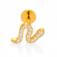 1 Piece Titanium Alloy Casual Nordic Style Simple Style Geometric Fruit Heart Shape Zircon 18K Gold Plated Polishing Plating Hollow Out Lip Rings Ear Cartilage Rings & Studs Nose Rings & Studs sku image 9