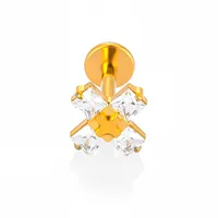 1 Piece Titanium Alloy Casual Nordic Style Simple Style Geometric Fruit Heart Shape Zircon 18K Gold Plated Polishing Plating Hollow Out Lip Rings Ear Cartilage Rings & Studs Nose Rings & Studs sku image 11