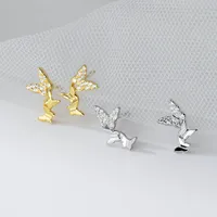 1 Pair 925 Sterling Silver Butterfly Ear Studs main image 1