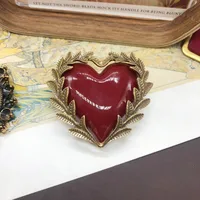 Simple Style Classic Style Alloy Turquoise Rose Quartz Leaves Red Heart Women's Earrings Brooches main image 9