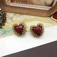 Simple Style Classic Style Alloy Turquoise Rose Quartz Leaves Red Heart Women's Earrings Brooches main image 10