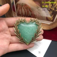 Simple Style Classic Style Alloy Turquoise Rose Quartz Leaves Red Heart Women's Earrings Brooches sku image 6