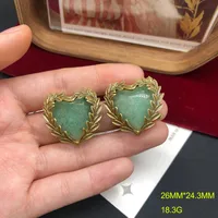 Simple Style Classic Style Alloy Turquoise Rose Quartz Leaves Red Heart Women's Earrings Brooches sku image 4