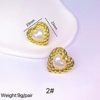 1 Pair Heart Shape Casual Marine Style Commute 304 Stainless Steel 18K Gold Plated Artificial Pearls Inlay Ear Studs main image 2