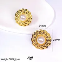 1 Pair Heart Shape Casual Marine Style Commute 304 Stainless Steel 18K Gold Plated Artificial Pearls Inlay Ear Studs sku image 4
