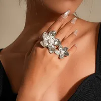 Vacation Romantic Shiny Alloy Aluminum-Magnesium Alloy Flower Women's Open Rings main image 1