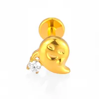 1 Piece Titanium Alloy Casual Simple Style Commute Tortoise Animal Cross Zircon 18K Gold Plated Polishing Plating Inlay Lip Rings Ear Cartilage Rings & Studs Nose Rings & Studs main image 4