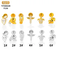 1 Piece Titanium Alloy Casual Simple Style Commute Tortoise Animal Cross Zircon 18K Gold Plated Polishing Plating Inlay Lip Rings Ear Cartilage Rings & Studs Nose Rings & Studs main image 6