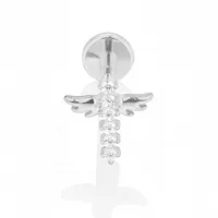 1 Piece Titanium Alloy Casual Simple Style Commute Tortoise Animal Cross Zircon 18K Gold Plated Polishing Plating Inlay Lip Rings Ear Cartilage Rings & Studs Nose Rings & Studs sku image 5