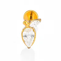 1 Piece Titanium Alloy Casual Simple Style Commute Tortoise Animal Cross Zircon 18K Gold Plated Polishing Plating Inlay Lip Rings Ear Cartilage Rings & Studs Nose Rings & Studs sku image 11