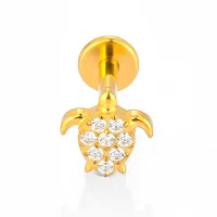 1 Piece Titanium Alloy Casual Simple Style Commute Tortoise Animal Cross Zircon 18K Gold Plated Polishing Plating Inlay Lip Rings Ear Cartilage Rings & Studs Nose Rings & Studs sku image 12
