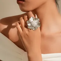 Élégant Classique Style Vintage Alliage Fleur Femmes Anneau Ouvert main image 5