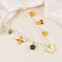 Bee Butterfly Elegant Sweet 304 Stainless Steel Multi Charms Necklace Wholesale main image 3