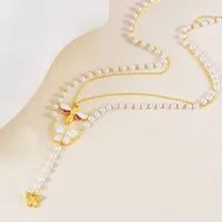 Abeja Mariposa Casual Vacaciones Acero Inoxidable 304 Collares De Doble Capa Venta Al Por Mayor main image 4