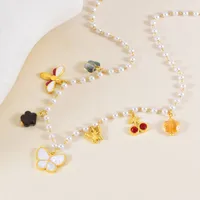 Bee Butterfly Elegant Sweet 304 Stainless Steel Multi Charms Necklace Wholesale main image 5