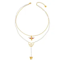 Bee Butterfly Casual Vacation 304 Stainless Steel Double Layer Necklaces Wholesale main image 6