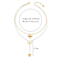 Bee Butterfly Casual Vacation 304 Stainless Steel Double Layer Necklaces Wholesale main image 2