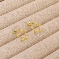 1 Pair Pentagram Round Heart Shape Simple Style 304 Stainless Steel 18K Gold Plated Ear Studs sku image 14