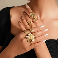 Classical Vintage Style Lady Alloy Letter Rose Women's Open Rings main image 3