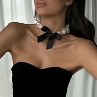 Noeud D'Arc Princesse Mignon Brillant Perles Baroques Collier De Gros main image 1