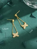 1 Par Letra Glamour Lujoso Dulce Cobre Chapados En Oro De 18K Circón Embutido Pendientes main image 2