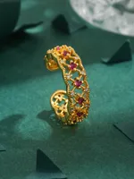Grid Glam Luxurious Sweet Zircon Copper 18K Gold Plated Open Rings main image 1
