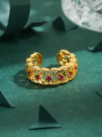 Grid Glam Luxurious Sweet Zircon Copper 18K Gold Plated Open Rings main image 3