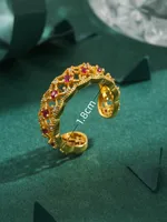 Grid Glam Luxurious Sweet Zircon Copper 18K Gold Plated Open Rings main image 2