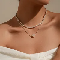 Rond Mignon Femme Brillant Alliage Colliers Double Couche De Gros main image 1