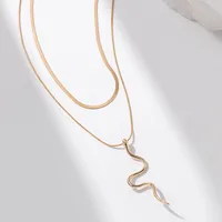Serpent Style Vintage Femme Brillant Alliage Colliers Double Couche De Gros main image 5