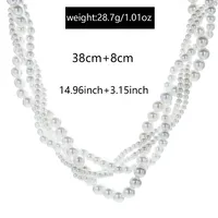 Rond Luxueux Femme Brillant Perlé Collier De Gros main image 2