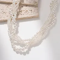 Rond Luxueux Femme Brillant Perlé Collier De Gros main image 4