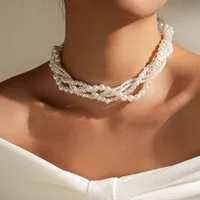Rond Luxueux Femme Brillant Perlé Collier De Gros main image 3