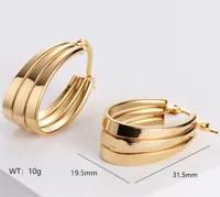 Retro U Shape Plating Stainless Steel No Inlaid 18K Gold Plated Earrings sku image 1