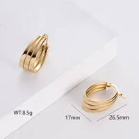 Retro U Shape Plating Stainless Steel No Inlaid 18K Gold Plated Earrings sku image 2