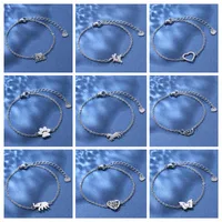 Huella Forma De Corazón Mariposa Lindo Bohemio Estilo Simple Acero Inoxidable 201 Pulsera Al Mayoreo main image 1