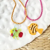 Fish Cute Marine Style Glass Rope Pendant Necklace Wholesale main image 1