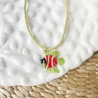 Fish Cute Marine Style Glass Rope Pendant Necklace Wholesale sku image 4