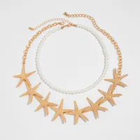 Starfish Elegant Imitation Pearl Alloy Necklace Wholesale main image 3